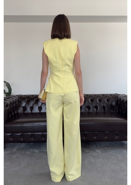 Inci Taş Düğmeli Itahal Premium Takım- Sarı