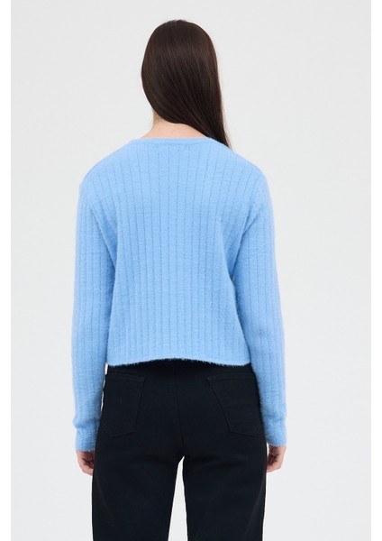 Bebe Mavi Bisiklet Yaka Uzun Kol Kadın Kazak 2412