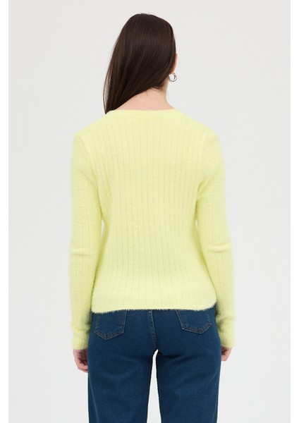 Sarı V Yaka Triko Kadın Kazak 2217