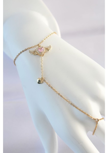 316L Çelik Gold Renk Pembe Zirkon Taşlı Kanatlı Kalp Model Şahmeran - TJ-SN585 indirimleri