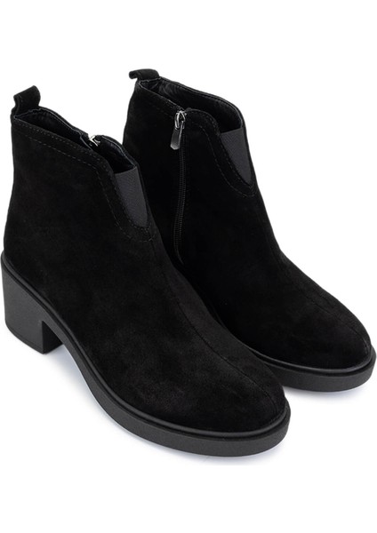 Kadın Hakiki Deri Siyah Süet Topuklu Bot 434 8413 Bn Bot SK25-26 Sıyah Suet fiyatları