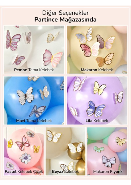 50 Adet Pastel Renk Kelebek Çiçek Süsleyici Parti Süsü Doğum Günü Süsü Parti Süsleyici