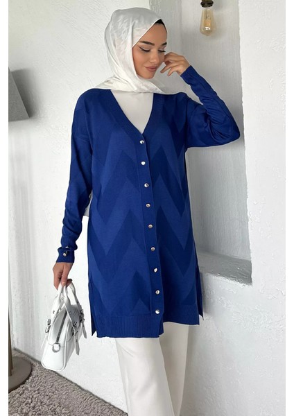 Ön Düğmeli Desenli Tesettür Triko Hırka (M-L-Xl Uyumludur) P-00018881 fiyatları