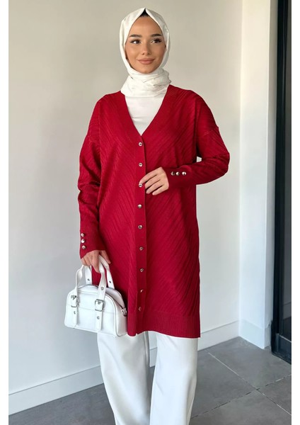 Desenli Ön Düğmeli Tesettür Triko Hırka (M-L-Xl Uyumludur) P-00018882 fiyatları