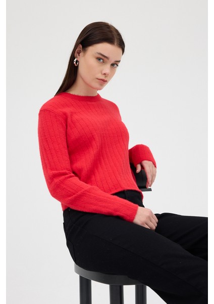 Kırmızı Bisiklet Yaka Uzun Kol Kadın Kazak 2412 fiyatları