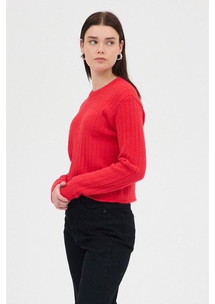 Kırmızı Bisiklet Yaka Uzun Kol Kadın Kazak 2412 modelleri