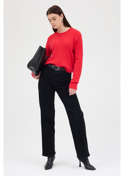 Kırmızı Bisiklet Yaka Uzun Kol Kadın Kazak 2412 fırsatları