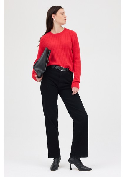 Kırmızı Bisiklet Yaka Uzun Kol Kadın Kazak 2412