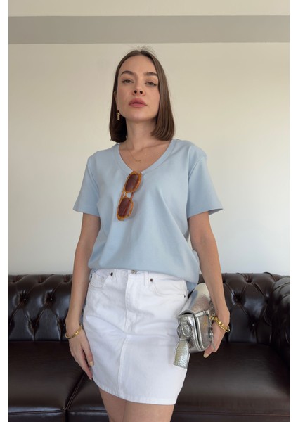 V Yaka Premium Tshirt- Bebe Mavisi