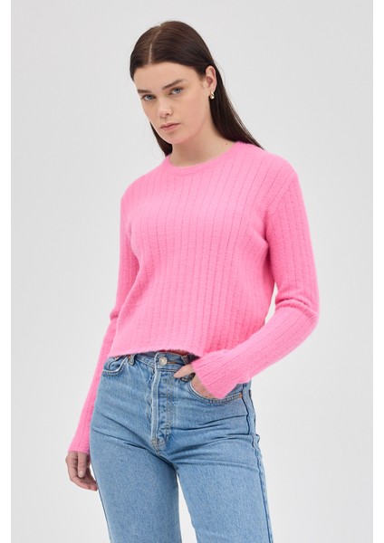 Pembe Bisiklet Yaka Uzun Kol Kadın Kazak 2412 fiyatları