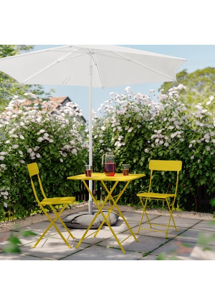 Sundso Katlanabilir Masa ve Katlanabilir Sandalye Seti Parlak Sarı 65 x 65 cm Mindersiz 2 Sandalyeli Kare indirimleri