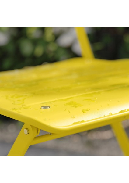 Sundso Katlanabilir Masa ve Katlanabilir Sandalye Seti Parlak Sarı 65 x 65 cm Mindersiz 2 Sandalyeli Kare