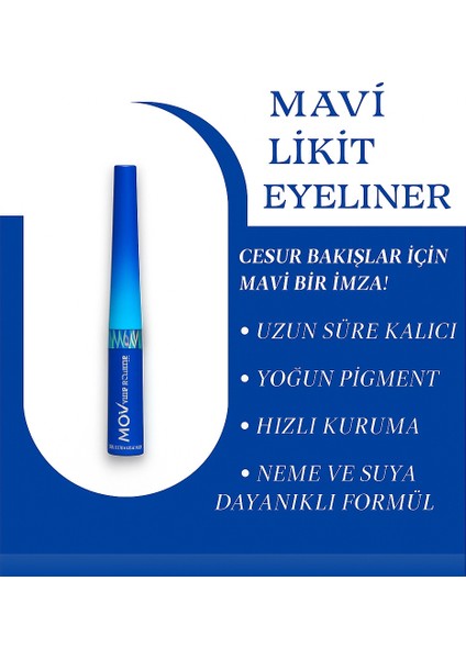 Likit Eyeliner Mavi 3.5 gr Suya Dayanıklı Kolay Uygulama Özelliğiyle fiyatları