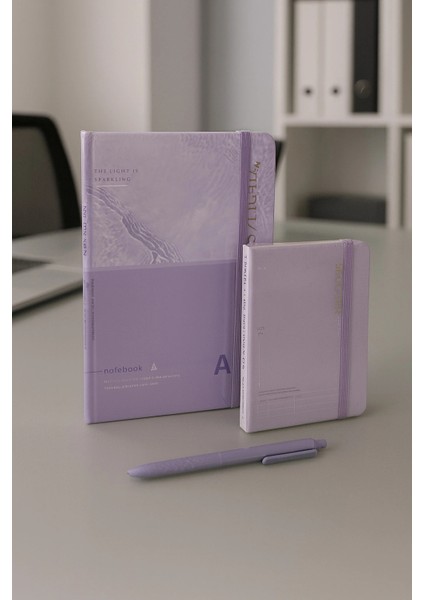 2 Adet Çizgili Defter Ajanda - Uçlu Kalem Hediyeli Waves Of Sparkle A5-A6