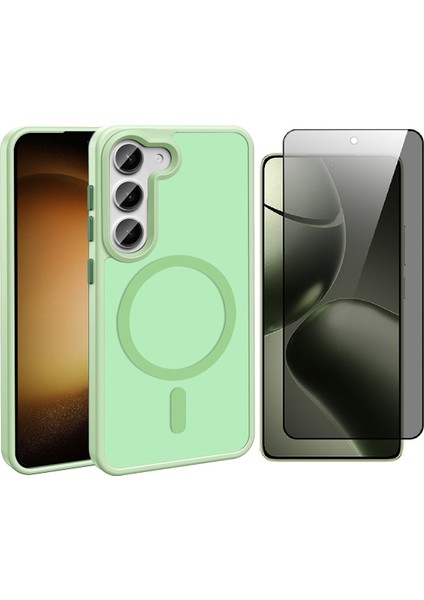 Galaxy S24 FE Kılıf M-safe Şarj Özellikli Mat Arka Yüzey Vendas Sio Kapak + Hayalet Cam Ekran Koruyucu