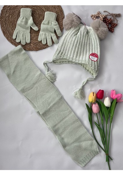 Kız Bebek Kışlık Şapka Takımı