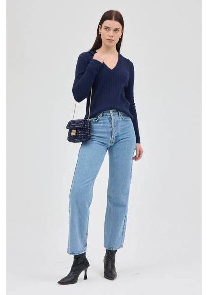 Laci V Yaka Triko Kadın Kazak 2217 fırsatları