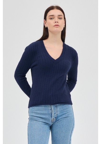 Laci V Yaka Triko Kadın Kazak 2217