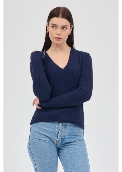 Laci V Yaka Triko Kadın Kazak 2217