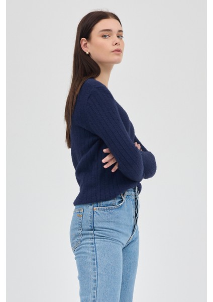 Laci V Yaka Triko Kadın Kazak 2217