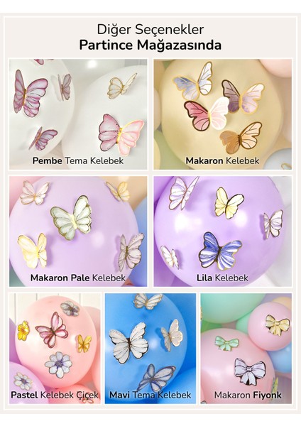 48 Adet Beyaz Kelebek Süs Balon Zinciri Süsleyici Kelebek Bride Parti ve Doğum Günü Süsü Parti Süsleme