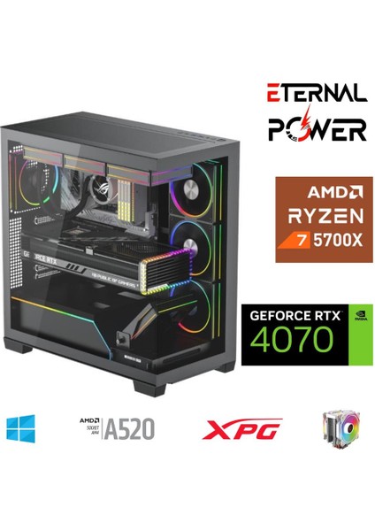 E.power Ryzen 7 5700X 32G Ddr4 1tb M.2 RTX4070 A520 T750W