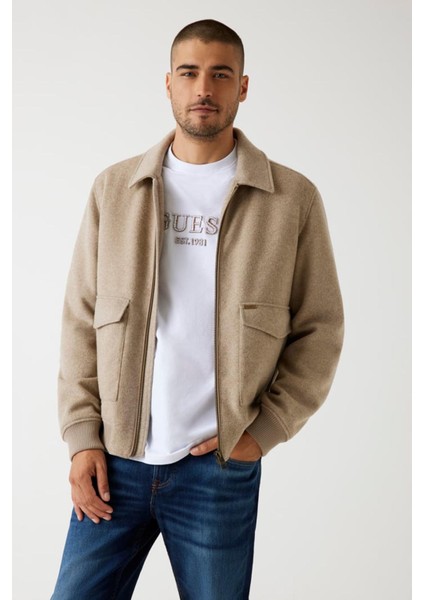 Erkek Warm Yün Karışımlı Ceket - Bej
