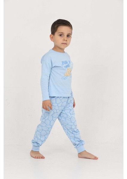 Erkek Çocuk Kaplumbağa Baskılı Pijama Takım