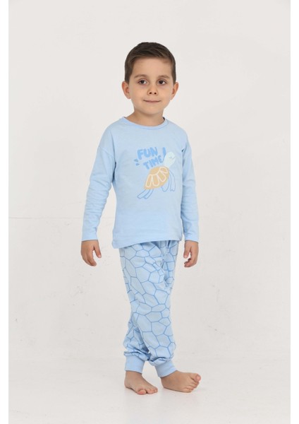 Erkek Çocuk Kaplumbağa Baskılı Pijama Takım modelleri