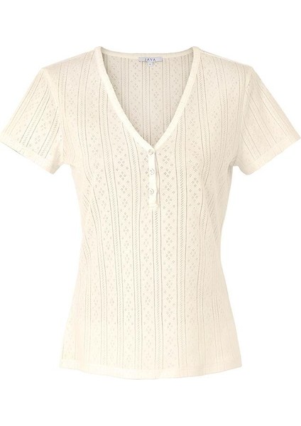 Pointelle V Yaka Pijama Takımı / Krem fiyatları