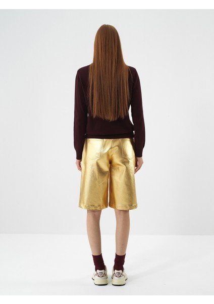 Kadın Gold Pamuk Dokulu Oversize Şort indirimleri