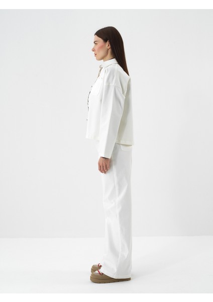 Ekru Pamuk Dokulu Oversize Ceket modelleri