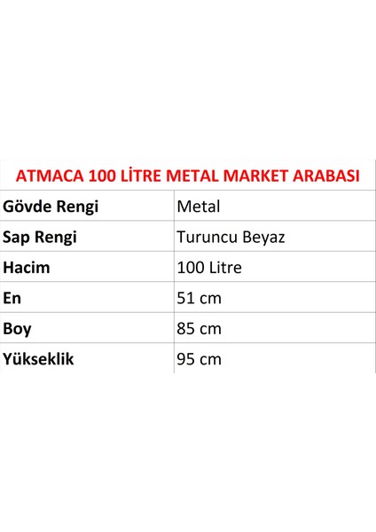 Atmaca Metal Market Alışveriş Arabası 100 Litre fiyatları