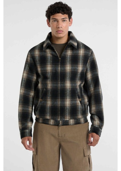 Erkek Yün Karışımlı Bomber Ceket - Çok Renkli