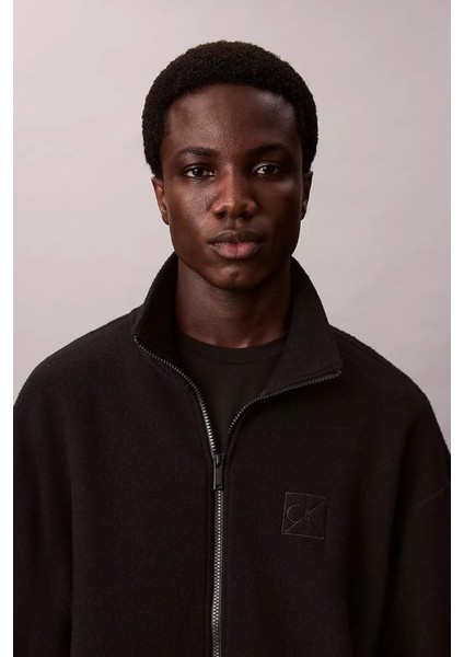 Erkek Yün Karışımlı Polar Ceket - Siyah fırsatları