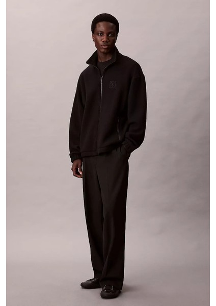 Erkek Yün Karışımlı Polar Ceket - Siyah