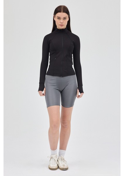 Siyah Fermuarlı Fit Kalıp Spor Sweat 3196 fırsatları