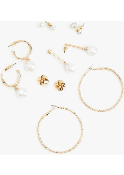 Çelik Karışımlı Inci Detaylı 6'lı Top ve Halka Küpe Seti fiyatları