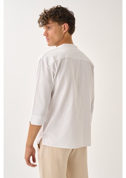 Erkek Fakir Kol V Yaka Rahat Kalıp %100 Pamuk Gömlek E231 fırsatları