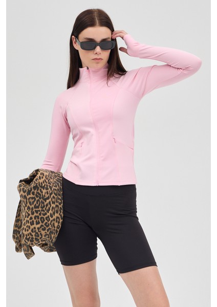 Şeker Pembe Fermuarlı Fit Kalıp Spor Sweat 3196 fiyatları