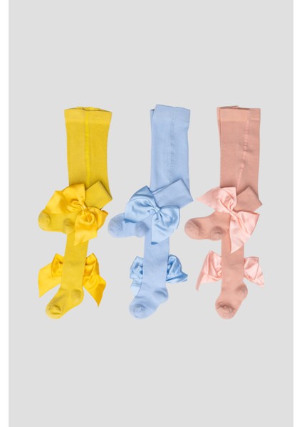 3 Adet Kurdele Aksesuarlı Pamuklu Kız Çocuk ve Bebek Külotlu Çorap fiyatları