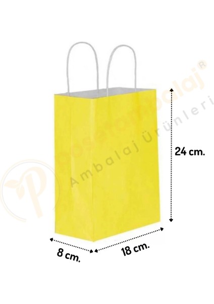 Sarı Kraft Çanta Küçük Boy 18X8X24 cm 25 Adet