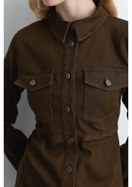 Koton Denim Elbise - Kahverengi modelleri