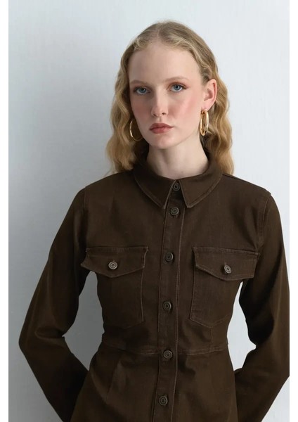 Koton Denim Elbise - Kahverengi fırsatları