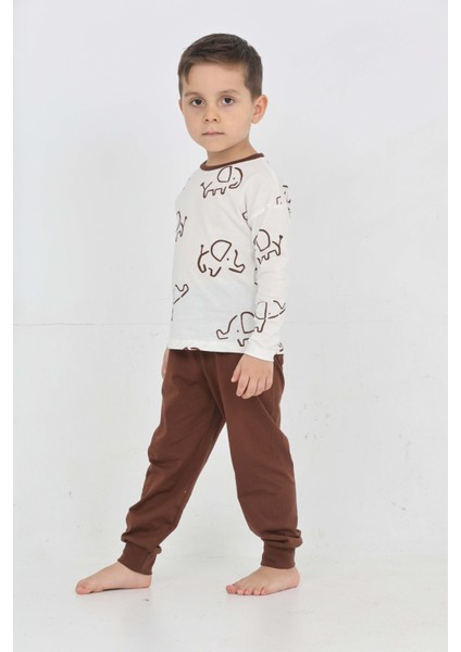 Erkek Çocuk Fil Pano Baskılı Pijama Takım modelleri