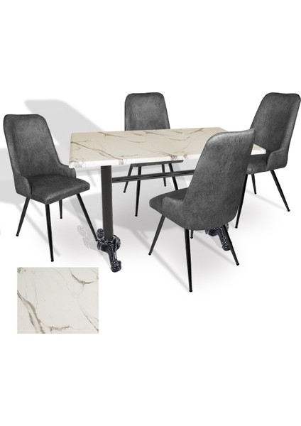 Çipa Werzalit - Çırağan Mutfak Masa Takımı (80X120) - (Afyon Mermer - Füme)