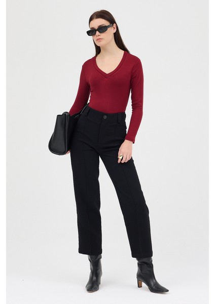 Bordo V Yaka Uzun Kol Body 1452