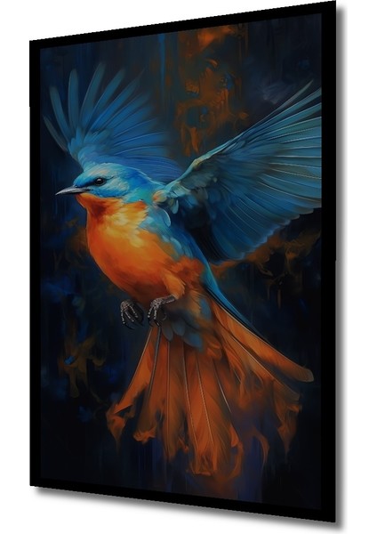 Çerçeve Görünümlü Mavi Turuncu Kuş Dekoratif Ahşap Mdf Ev Duvar Tablo Dikdörtgen Ev Duvar Tablo fiyatları