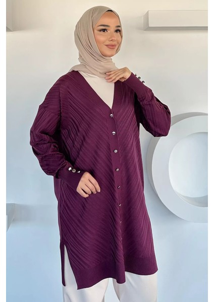 Desenli Ön Düğmeli Tesettür Triko Hırka (M-L-Xl Uyumludur) P-00018882 fiyatları