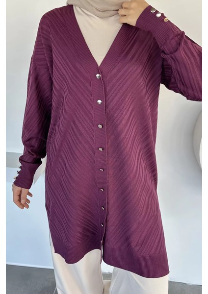 Desenli Ön Düğmeli Tesettür Triko Hırka (M-L-Xl Uyumludur) P-00018882 modelleri